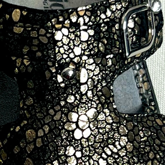 Alegria Peggy Black Pewter Mosaic Leather Comfort Slide Metallic Women’s 39 - Picture 3 of 7